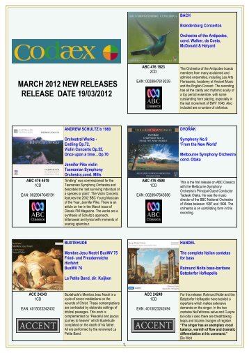 MARCH 2012 NEW RELEASES RELEASE DATE 19/03/2012