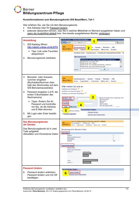 Anleitung Benutzungskonto (verlängern bestellen) - Berner ...