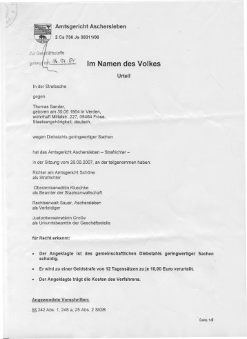 Vollständige Urteilsbegründung