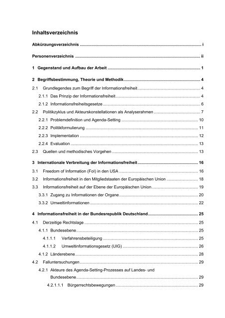 Deutschlands Weg zur Informationsfreiheit - Index of