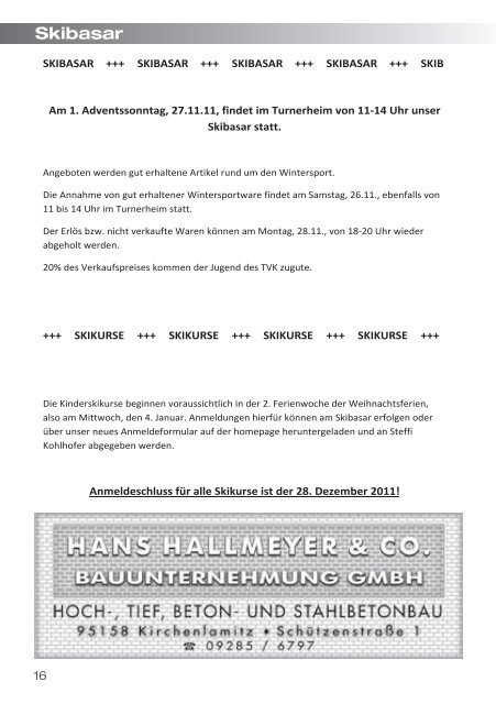 November 2011 91. Ausgabe - Turnverein Kirchenlamitz