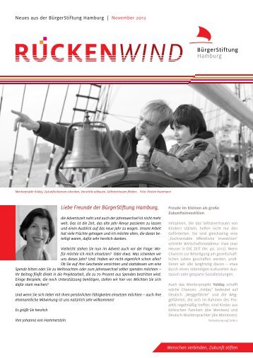 Rueckenwind November 2012 - BürgerStiftung Hamburg