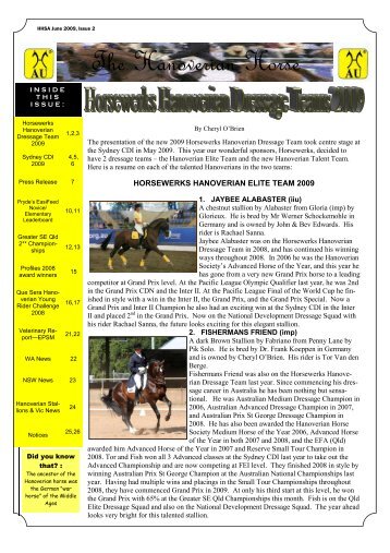 June 2009 Issue 2 - Hanoverian Horse Society of Australia