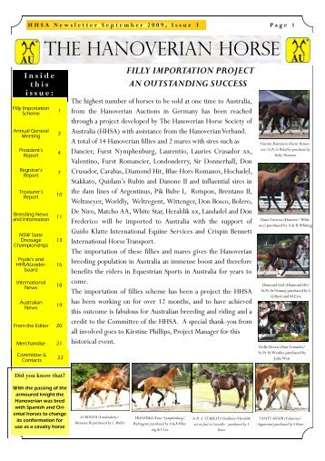 THE HANOVERIAN HORSE - Hanoverian Horse Society of Australia