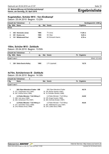 Eintracht Minden Leichtathletik - TGH-Leichtathletik