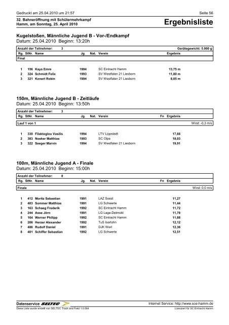 Eintracht Minden Leichtathletik - TGH-Leichtathletik