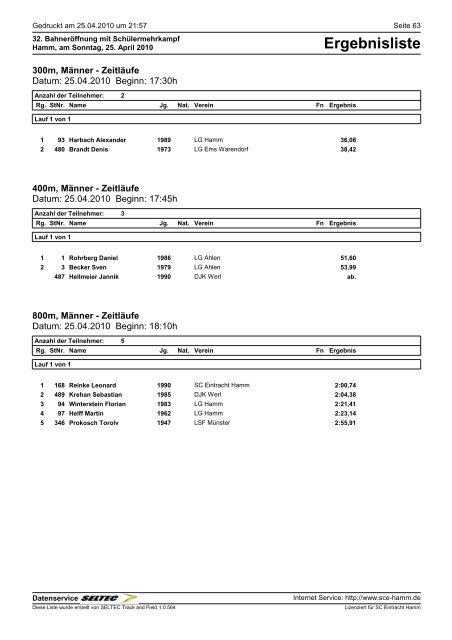 Eintracht Minden Leichtathletik - TGH-Leichtathletik