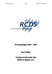 Pressespiegel RCDS in Bayern e.V. 2004-2007 Hoeller