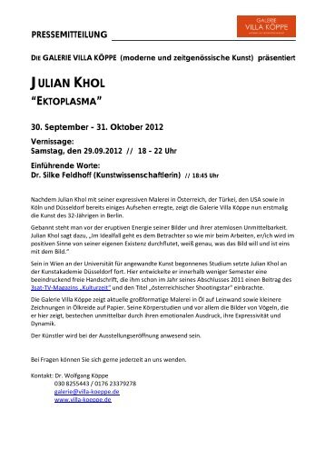 JULIAN KHOL - Galerie Villa Köppe
