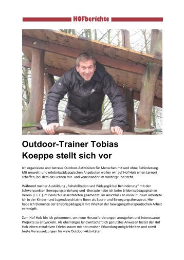 Outdoor-Trainer Tobias Koeppe stellt sich vor - Hof Holz