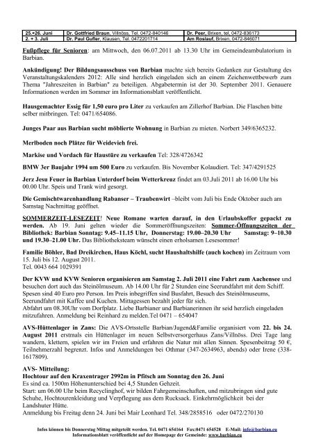 Informationsblatt Barbian 26.06.2011 (265 KB) - .PDF - Gemeinde ...