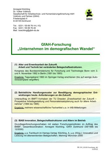 GfAH-Forschung ‚Unternehmen im demografischen ... - Demotrans