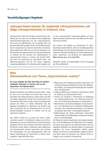 ÖVS-News 1/2007 - Österreichische Vereinigung für Supervision