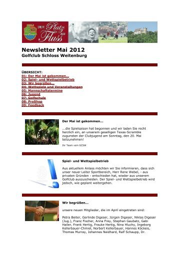 Newsletter Mai 2012 - Golfclub Schloss Weitenburg AG