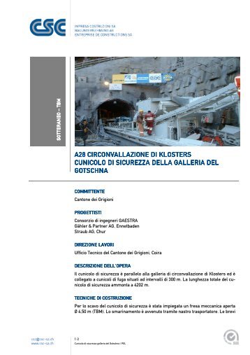 Cunicolo di sicurezza galleria del Gotschna - CSC