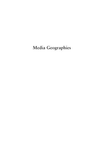 Media Geographies - E-thesis - Helsinki.fi