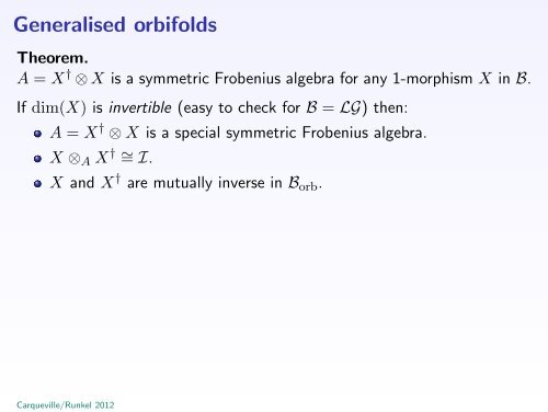 Topological defects and generalised orbifolds ... - Nils Carqueville