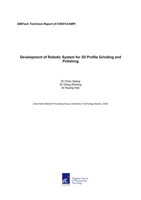 Development of Robotic System for 3D Profile Grinding and Polishing
