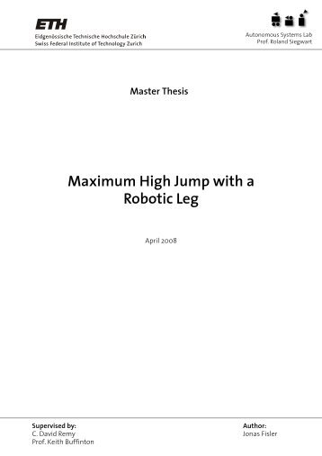 Maximum High Jump with a Robotic Leg - Student Projects