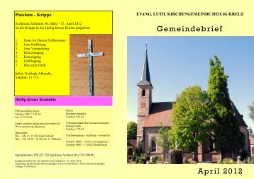 Gemeindebrief April 2012 - Heilig Kreuz Kirche Ansbach