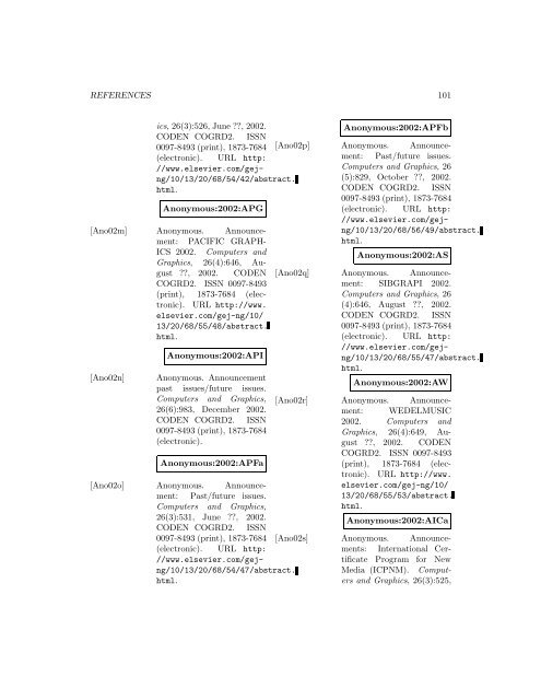 Computers and Graphics - Index of files in - University of Utah