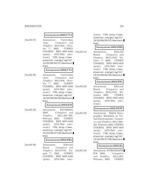 Computers and Graphics - Index of files in - University of Utah