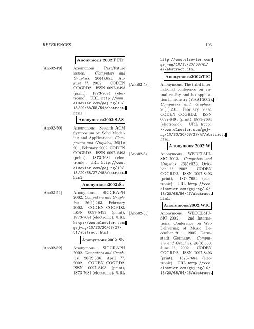 Computers and Graphics - Index of files in - University of Utah