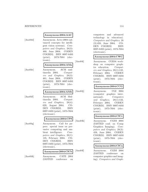 Computers and Graphics - Index of files in - University of Utah