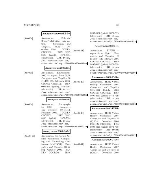 Computers and Graphics - Index of files in - University of Utah