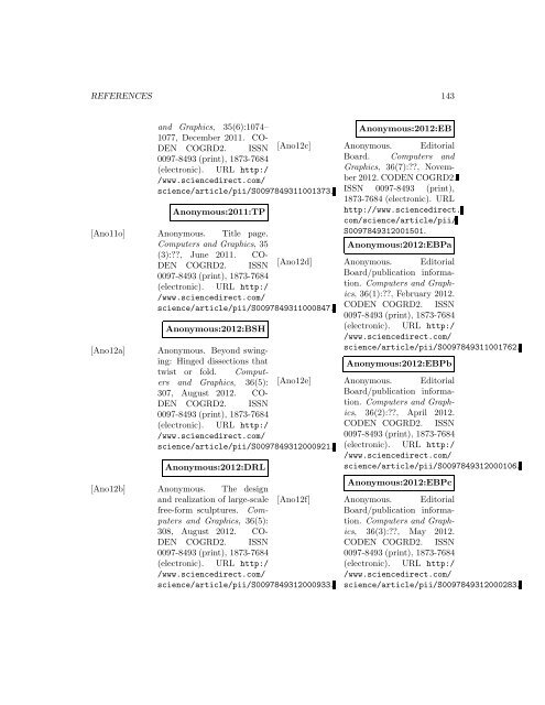 Computers and Graphics - Index of files in - University of Utah