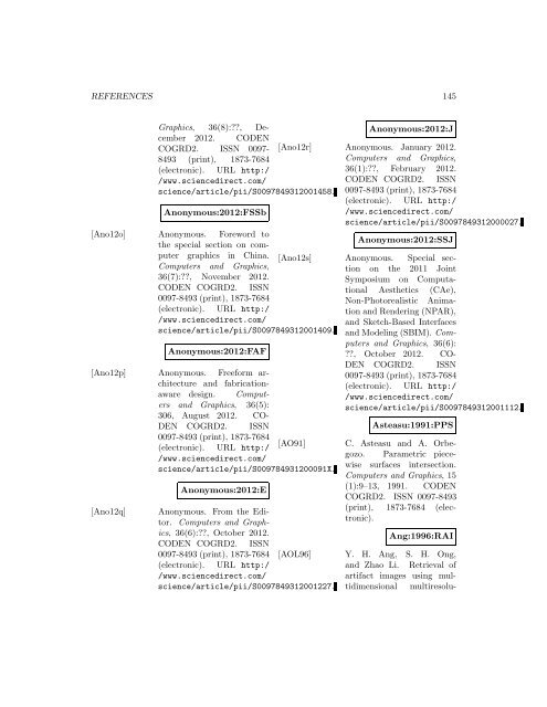 Computers and Graphics - Index of files in - University of Utah