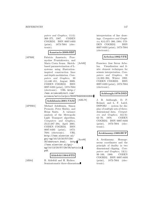 Computers and Graphics - Index of files in - University of Utah