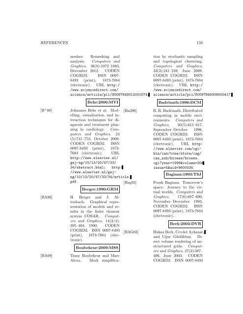 Computers and Graphics - Index of files in - University of Utah