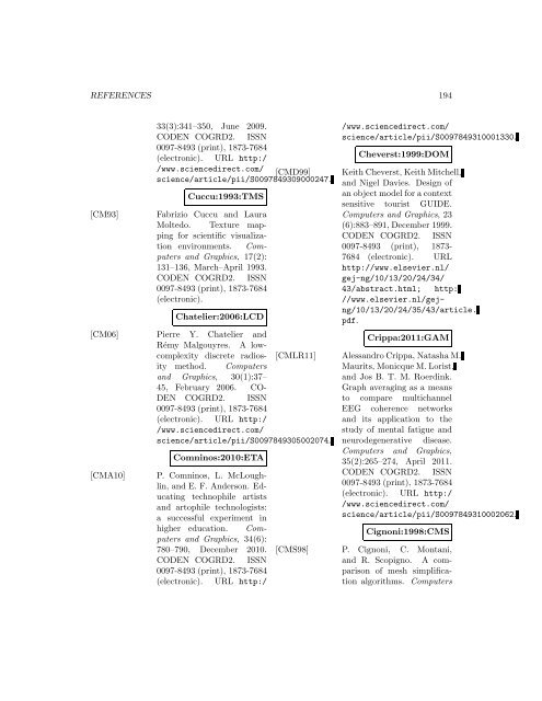 Computers and Graphics - Index of files in - University of Utah