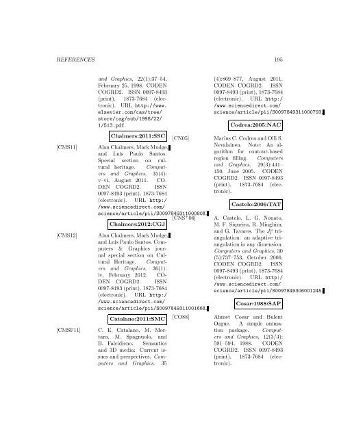 Computers and Graphics - Index of files in - University of Utah