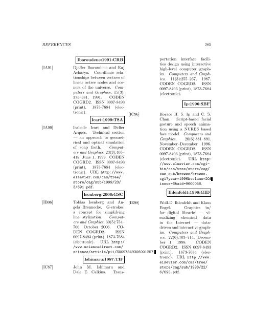 Computers and Graphics - Index of files in - University of Utah