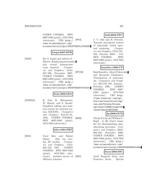 Computers and Graphics - Index of files in - University of Utah