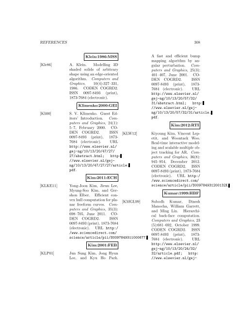 Computers and Graphics - Index of files in - University of Utah