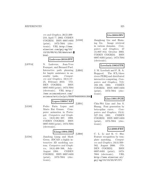 Computers and Graphics - Index of files in - University of Utah