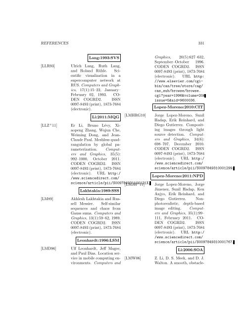 Computers and Graphics - Index of files in - University of Utah