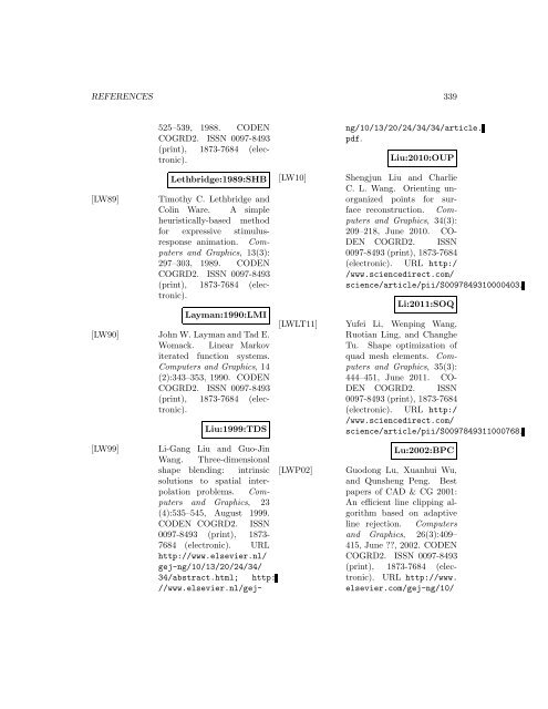 Computers and Graphics - Index of files in - University of Utah