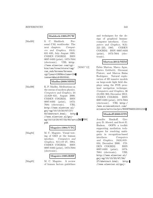 Computers and Graphics - Index of files in - University of Utah