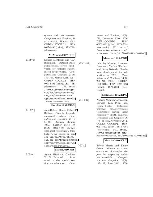 Computers and Graphics - Index of files in - University of Utah