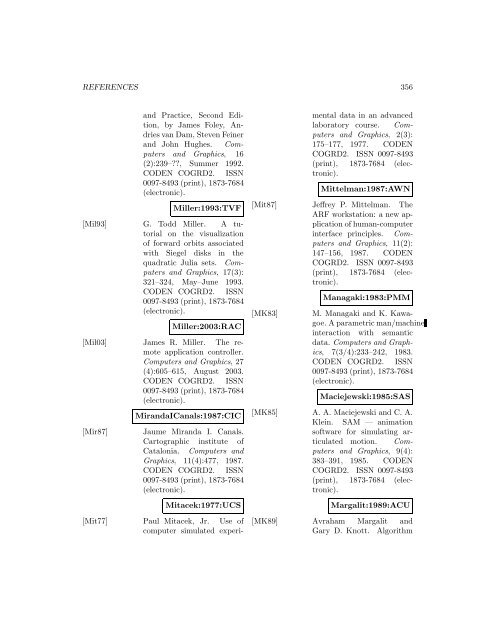 Computers and Graphics - Index of files in - University of Utah