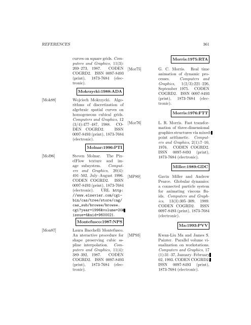 Computers and Graphics - Index of files in - University of Utah