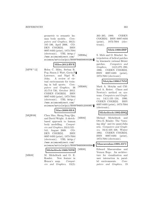 Computers and Graphics - Index of files in - University of Utah