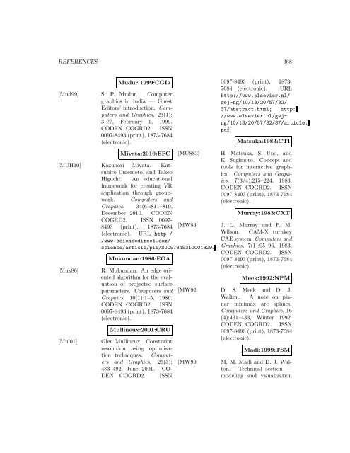 Computers and Graphics - Index of files in - University of Utah