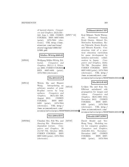 Computers and Graphics - Index of files in - University of Utah