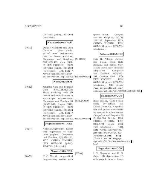 Computers and Graphics - Index of files in - University of Utah