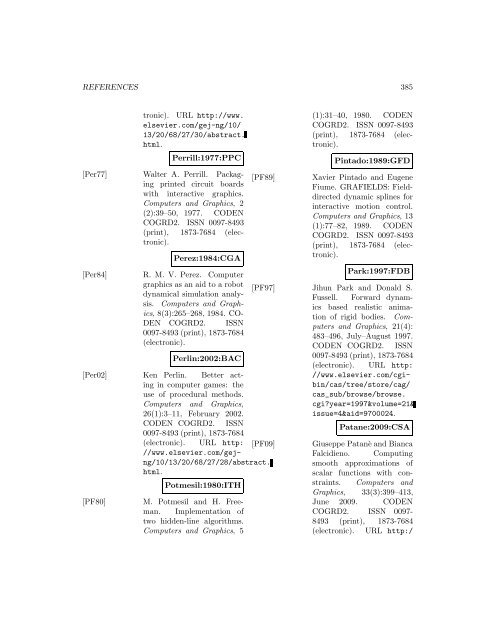 Computers and Graphics - Index of files in - University of Utah